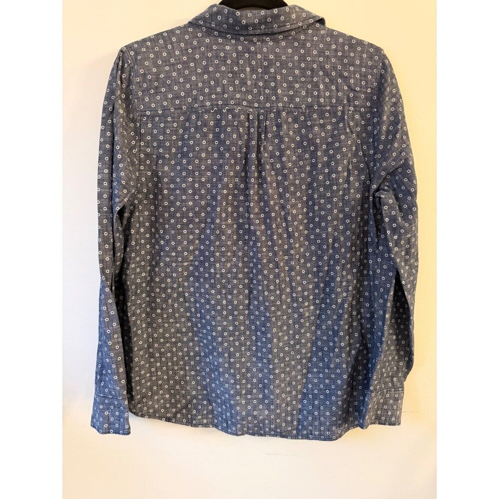 J.Crew Womens Blue Polka Dot Long-Sleeve Button-Up Shirt Size 12 100% Cotton - Picture 4 of 5